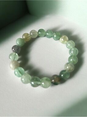 Green Fluorite 10mm Multi-Tone Beaded Stretch Bracelet
